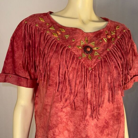 Vintage Cover Charge Southwestern Fringe Oversized T-Shirt One Size - Picture 3 of 12